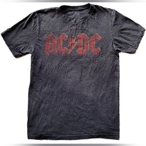 ACDC Dark Gray Crew Neck Short Sleeves Graphic T-Shirt - Small - GUC